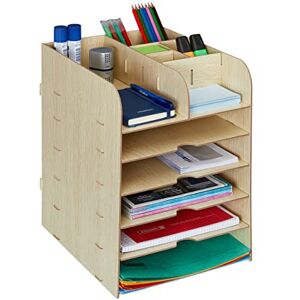 Relaxdays Desk Organiser, 12 Compartments, Letter Tray, Office Document Tray, A4 Format, HWD: 34.5 x 25 x 32 cm, Beige Relaxdays Desk Organiser, 12 Compartments, Letter Tray, Office Document Tray, A4 Format, HWD: 34.5 x 25 x 32 cm, Beige