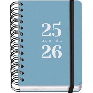DOHE School Planner 2025 2026 Day per Page, A6 Size (12x17 cm), Spanish and English, September to June, Double Spiral Binding and Elastic Band, Flexible Cover, 4 Sticker Sheets GRAMMAR Blue DOHE School Planner 2025 2026 Day per Page, A6 Size (12x17 cm), Spanish and English, September to June, Double Spiral Binding and Elastic Band, Flexible Cover, 4 Sticker Sheets GRAMMAR Blue
