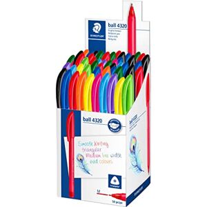 STAEDTLER Ballpoint Pens Rainbow Stick Pen Medium Point 10 Assorted Colours Pack of 50, 4320 MKP50 STAEDTLER Ballpoint Pens Rainbow Stick Pen Medium Point 10 Assorted Colours Pack of 50, 4320 MKP50