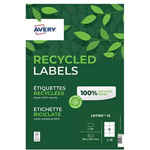 Avery Recycled Parcel Labels 8 Per Sheet White (Pack of 120) LR7165-15 Avery Recycled Parcel Labels 8 Per Sheet White (Pack of 120) LR7165-15