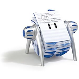 Durable TelIndex Rotary Address Card Holder Includes 500 Pockets Includes A-Z Index Made from Plastic Silver/Blue Durable TelIndex Rotary Address Card Holder Includes 500 Pockets Includes A-Z Index Made from Plastic Silver/Blue