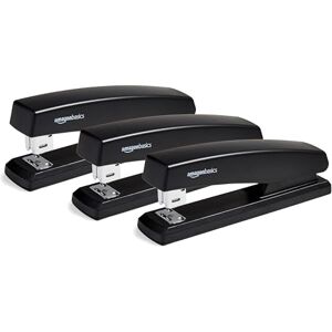 Amazon Basics Staplers with 1000 Staples, Pack of 3, 10 sheet capacity, anti-slip rubber base, Home, Office, Black Amazon Basics Staplers with 1000 Staples, Pack of 3, 10 sheet capacity, anti-slip rubber base, Home, Office, Black