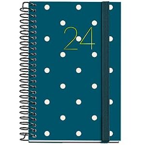 Miquelrius Annual Diary 2024, Day Page, Caddy Size 80 x 120 mm, Hard Cover, Spiral Binding, Elastic Closure, Catalan, English and Portuguese, Polka Dots with Gold Stamping Miquelrius Annual Diary 2024, Day Page, Caddy Size 80 x 120 mm, Hard Cover, Spiral Binding, Elastic Closure, Catalan, English and Portuguese, Polka Dots with Gold Stamping