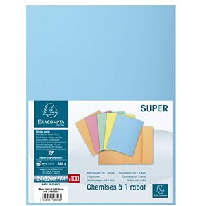 Exacompta Ref 348006E Super 210 1-Flap Folders 240 x 320mm in Size, Suitable for Holding A4 Documents, 160gsm Card, Single Fold Over Flap Light Blue (Pack of 100) Exacompta Ref 348006E Super 210 1-Flap Folders 240 x 320mm in Size, Suitable for Holding A4 Documents, 160gsm Card, Single Fold Over Flap Light Blue (Pack of 100)
