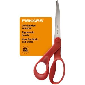 Fiskars All-Purpose Left-Handed Scissors Ergonomically Contoured 8" Stainless Steel Paper and Fabric Scissors for Office, Arts, Crafts, and Stocking Stuffers Red Fiskars All-Purpose Left-Handed Scissors Ergonomically Contoured 8" Stainless Steel Paper and Fabric Scissors for Office, Arts, Crafts, and Stocking Stuffers Red