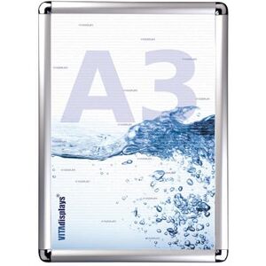 VITAdisplays Rondo Aluminium Folding Frame DIN A3 Silver Poster Frame with Anti-Reflective PET Protective Film 25 mm Aluminium Profile Removable Frame VITAdisplays Rondo Aluminium Folding Frame DIN A3 Silver Poster Frame with Anti-Reflective PET Protective Film 25 mm Aluminium Profile Removable Frame