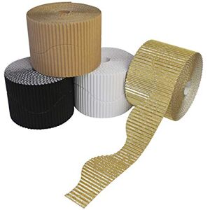 Bright Ideas Corrugated Border Rolls for School Displays, Neutral Assortment, 4 Pack, 57mm x 7.5m (15m When Split), BI7873 Bright Ideas Corrugated Border Rolls for School Displays, Neutral Assortment, 4 Pack, 57mm x 7.5m (15m When Split), BI7873
