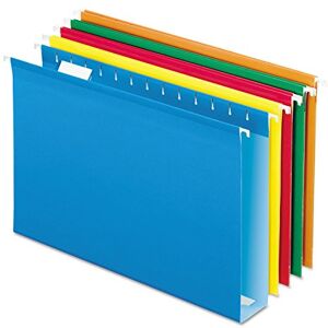 Pendaflex Extra Capacity Reinforced Hanging Folders, 2", Legal Size, Assorted Colors, 1/5 Cut, 25/BX (4153x2 ASST) Pendaflex Extra Capacity Reinforced Hanging Folders, 2", Legal Size, Assorted Colors, 1/5 Cut, 25/BX (4153x2 ASST)