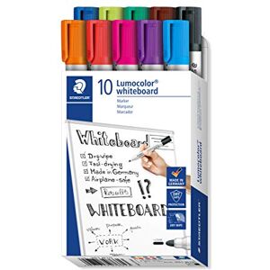 STAEDTLER 351 B10 Lumocolor Whiteboard Marker Bullet Tip, 2.0mm Line Width Assorted Colours (Box of 10) STAEDTLER 351 B10 Lumocolor Whiteboard Marker Bullet Tip, 2.0mm Line Width Assorted Colours (Box of 10)
