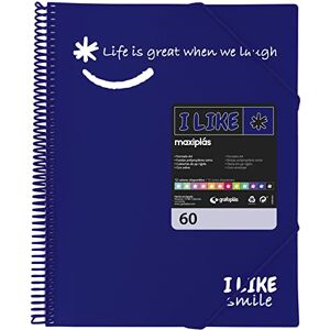 Grafoplás 39226030 Spiral Sleeve Folder, A4, Blue, 60 Pockets, Polypropylene, I Like Smile Grafoplás 39226030 Spiral Sleeve Folder, A4, Blue, 60 Pockets, Polypropylene, I Like Smile