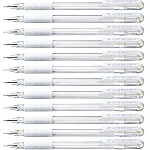 Pentel 0.8 mm Tip Hybrid Pastel Ink Gel Grip Pen White (Pack of 12 Pens), K118-LWE Pentel 0.8 mm Tip Hybrid Pastel Ink Gel Grip Pen White (Pack of 12 Pens), K118-LWE