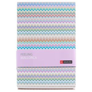Miquelrius A5 notebook (146 x 214 mm), white dotted interior, 80 sheets of 100 g/m², cardboard cover lined with fabric, Spine view, Feeling Mallorca collection, Zigzag Miquelrius A5 notebook (146 x 214 mm), white dotted interior, 80 sheets of 100 g/m², cardboard cover lined with fabric, Spine view, Feeling Mallorca collection, Zigzag