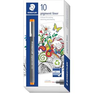 STAEDTLER 308 05-4 Pigment Liner Fineliner Pen for Writing & Technical Drawing Orange, 0.5mm (Box of 10) STAEDTLER 308 05-4 Pigment Liner Fineliner Pen for Writing & Technical Drawing Orange, 0.5mm (Box of 10)