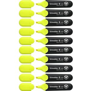 Schneider Highlighter Job 150, Refillable, Non-Fading, with Clip, Yellow, Pack of 10 Schneider Highlighter Job 150, Refillable, Non-Fading, with Clip, Yellow, Pack of 10