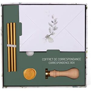 Clairefontaine 20050C Adult Correspondence Box Eucalyptus Green Theme Wax Seal 20 Envelopes Printed C6 11,4x16,2cm Pollen + 3 Wax Sticks + Handle + Pastille Clairefontaine 20050C Adult Correspondence Box Eucalyptus Green Theme Wax Seal 20 Envelopes Printed C6 11,4x16,2cm Pollen + 3 Wax Sticks + Handle + Pastille