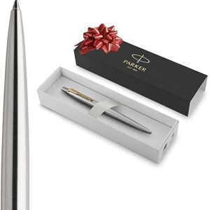 PARKER Jotter Ballpoint Pen Stainless Steel with Golden Trim Medium Point Handwriting Pens & Stationery Supplies Blue Ink Gift Box PARKER Jotter Ballpoint Pen Stainless Steel with Golden Trim Medium Point Handwriting Pens & Stationery Supplies Blue Ink Gift Box