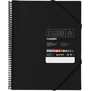 Grafoplás 39824210 Binder with Spiral Covers, 40 Transparent Covers, Black, A4, Rigid Polypropylene Opaque Caps, Maxiplas Like Grafoplás 39824210 Binder with Spiral Covers, 40 Transparent Covers, Black, A4, Rigid Polypropylene Opaque Caps, Maxiplas Like
