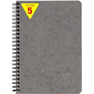 Clairefontaine 785665CPack One Pack of 5 Grey Age Bag Notebooks A5 14.8x21 cm 120 Detachable Pages + 3 Dividers with Storage Pockets Grain Leather Card Covers Clairefontaine 785665CPack One Pack of 5 Grey Age Bag Notebooks A5 14.8x21 cm 120 Detachable Pages + 3 Dividers with Storage Pockets Grain Leather Card Covers