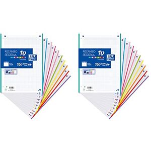 Oxford , A4 Squared Sheets, Pack of 2 Refills, Band 10 Colours, 160 Sheets, 5 x 5 Grid Oxford , A4 Squared Sheets, Pack of 2 Refills, Band 10 Colours, 160 Sheets, 5 x 5 Grid