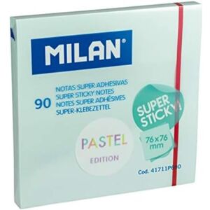 MILAN Pad 90 Sheets Super Adhesive Blue Pastel 76 x 76 mm New MILAN Pad 90 Sheets Super Adhesive Blue Pastel 76 x 76 mm New
