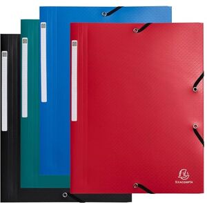 Exacompta Ref 55710E Pack of 10 OPAK Elastic folders 3 Flap Pockets Made of Recycled Polypropylene Size 24x32cm for A4-4 Colours Light Blue, Black, red and Green Exacompta Ref 55710E Pack of 10 OPAK Elastic folders 3 Flap Pockets Made of Recycled Polypropylene Size 24x32cm for A4-4 Colours Light Blue, Black, red and Green