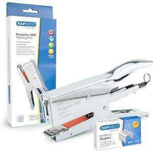 Rapesco 1794 Porpoise ONE Bypass Stapling Plier and 1000 Type 24/8mm Staples, ONE Size only for 2-45 Sheet Capacity, Chrome Rapesco 1794 Porpoise ONE Bypass Stapling Plier and 1000 Type 24/8mm Staples, ONE Size only for 2-45 Sheet Capacity, Chrome