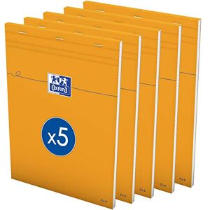 Oxford Pack of 5 A4 Small Squared Notepad 5mm 80 Sheets Stapled Cover Coated Orange Oxford Pack of 5 A4 Small Squared Notepad 5mm 80 Sheets Stapled Cover Coated Orange