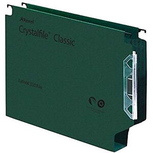 Rexel 330 Lateral Hanging Files with Tabs and Inserts, 50 mm base, 100 Percent Recycled Manilla, Green, Crystalfile Classic, Pack of 25, 70672 Rexel 330 Lateral Hanging Files with Tabs and Inserts, 50 mm base, 100 Percent Recycled Manilla, Green, Crystalfile Classic, Pack of 25, 70672