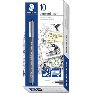 STAEDTLER 308 12-9 Pigment Liner Fineliner Pen for Writing & Technical Drawing Black, 1.2mm (Box of 10) STAEDTLER 308 12-9 Pigment Liner Fineliner Pen for Writing & Technical Drawing Black, 1.2mm (Box of 10)