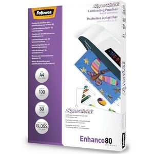 Fellowes Enhance A4 80 Micron Super Quick Glossy Laminating Pouches (Pack of 100) Fellowes Enhance A4 80 Micron Super Quick Glossy Laminating Pouches (Pack of 100)