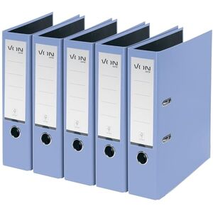 Leitz VON 10551030 Pack of 5 A4 Folders, Cardboard with Plastic Cover, 80 mm Spine Width, for 600 Sheets, FSC Certified Cardboard, Lever Arch Files, for School, Study & Home, Light Blue Leitz VON 10551030 Pack of 5 A4 Folders, Cardboard with Plastic Cover, 80 mm Spine Width, for 600 Sheets, FSC Certified Cardboard, Lever Arch Files, for School, Study & Home, Light Blue