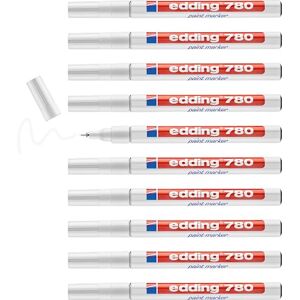 edding 780 paint marker white 10 pens round tip 0.8 mm paint marker for marking and labelling metal, glass, rocks or plastic heat-resistant, permanent, smudge-proof and waterproof edding 780 paint marker white 10 pens round tip 0.8 mm paint marker for marking and labelling metal, glass, rocks or plastic heat-resistant, permanent, smudge-proof and waterproof