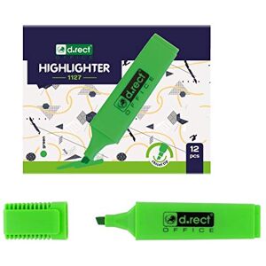 D.RECT 1127 Green Bevel Tip Highlighter Pens (Pack of 12) D.RECT 1127 Green Bevel Tip Highlighter Pens (Pack of 12)
