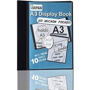 ARPAN A3 Folder 4-D Ring Binder Deluxe Portrait File Black Presentation Portfolio, Document Holder 10 Sleeves ARPAN A3 Folder 4-D Ring Binder Deluxe Portrait File Black Presentation Portfolio, Document Holder 10 Sleeves