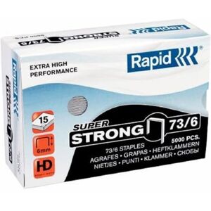 Rapid 73/6mm Super Strong Staples, For Stapling up to 15 Sheets, Use with Heavy Duty Stapling Pliers, Galvanised Wire, Box of 5000, 24890200 Rapid 73/6mm Super Strong Staples, For Stapling up to 15 Sheets, Use with Heavy Duty Stapling Pliers, Galvanised Wire, Box of 5000, 24890200