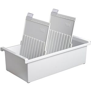 HAN 955-0-1-11, Card index tray A5 portrait. Innovative, attractive design holds 1,300 cards, supplied with 2 support plates with clear file clips, light-grey HAN 955-0-1-11, Card index tray A5 portrait. Innovative, attractive design holds 1,300 cards, supplied with 2 support plates with clear file clips, light-grey
