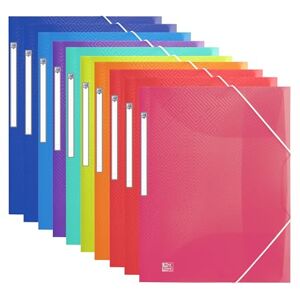 Oxford A4+ Plastic Wallets, Assorted Colours, 3 Flap Folders for Documents, Pack of 10 Oxford A4+ Plastic Wallets, Assorted Colours, 3 Flap Folders for Documents, Pack of 10