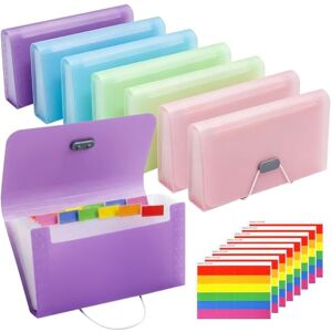 Woobroo 8 Pcs Expandable File Folder,A6-sized document organiser 13-compartment storage design Portable accordion card holder with colour-coded tabs Ideal for managing card, bill and receipt Woobroo 8 Pcs Expandable File Folder,A6-sized document organiser 13-compartment storage design Portable accordion card holder with colour-coded tabs Ideal for managing card, bill and receipt