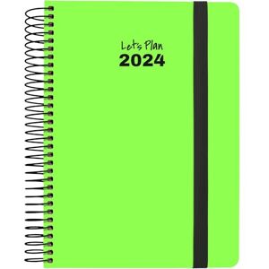 Grafoplás 2024 Yearly Planner Neon Green Spanish 15 x 21 cm Spiral Day by Page Hardcover Lined FSC Paper Rubber Closure Neon Series Perfect for Planning Your Time Grafoplás 2024 Yearly Planner Neon Green Spanish 15 x 21 cm Spiral Day by Page Hardcover Lined FSC Paper Rubber Closure Neon Series Perfect for Planning Your Time
