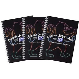 Oxford Campus A4 Subject Notebook with Digital Dividers, Wirebound, 8 mm Lined with Margin, 160 Pages, Pack of 3, Optik Paper+, Black Oxford Campus A4 Subject Notebook with Digital Dividers, Wirebound, 8 mm Lined with Margin, 160 Pages, Pack of 3, Optik Paper+, Black
