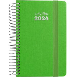 Grafoplás 2024 Week to View Diary Green A6 Spanish Spiral Hard Cover Lined Fabric Elastic Closure January to December Year 24 Fancy Series Grafoplás 2024 Week to View Diary Green A6 Spanish Spiral Hard Cover Lined Fabric Elastic Closure January to December Year 24 Fancy Series
