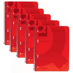 Q-Connect Spiral Bound Polypropylene Notebook 160 Pages A5 Red (5 Pack) KF10035 Q-Connect Spiral Bound Polypropylene Notebook 160 Pages A5 Red (5 Pack) KF10035