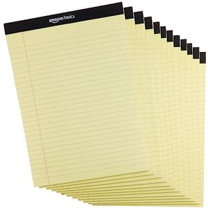 Amazon Basics 50 sheet Legal/Wide Ruled 21.6 cm by 29.8 cm Letter Pad, 12 Pack, Canary Amazon Basics 50 sheet Legal/Wide Ruled 21.6 cm by 29.8 cm Letter Pad, 12 Pack, Canary