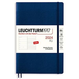 LEUCHTTURM1917 367810 Weekly Calendar & Notebook Softcover Paperback (B6+) 2024, 12 Months, Navy, English LEUCHTTURM1917 367810 Weekly Calendar & Notebook Softcover Paperback (B6+) 2024, 12 Months, Navy, English
