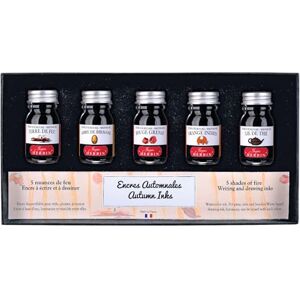 Herbin Jacques 18503T Set of 5 bottles of 10 ml ink for fountain pens and rollerball pens, assorted autumn Colours. Made in France Drawing Writing Herbin Jacques 18503T Set of 5 bottles of 10 ml ink for fountain pens and rollerball pens, assorted autumn Colours. Made in France Drawing Writing