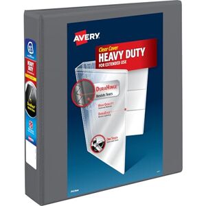 Avery Heavy-Duty View 3 Ring Binder, 1.5 Inch One Touch Slant Rings, 375-Sheet Capacity, DuraHinge, 2.1 Inch Wide Spine, Customizable Clear Cover and Spine, 1 Dark Gray Binder (79866) Avery Heavy-Duty View 3 Ring Binder, 1.5 Inch One Touch Slant Rings, 375-Sheet Capacity, DuraHinge, 2.1 Inch Wide Spine, Customizable Clear Cover and Spine, 1 Dark Gray Binder (79866)