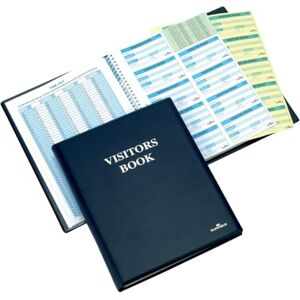 Durable Visitor Book 300 Elegant Leather Look Finish for Professional Use Includes 300 Perforated 90 x 60 mm Badge Inserts GDPR Compliant Visitor Management Durable Visitor Book 300 Elegant Leather Look Finish for Professional Use Includes 300 Perforated 90 x 60 mm Badge Inserts GDPR Compliant Visitor Management
