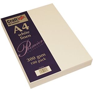 Craft UK W123 White Recycled Linen Card 300 gsm 100 Sheets, A4 Craft UK W123 White Recycled Linen Card 300 gsm 100 Sheets, A4