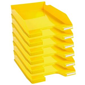 Exacompta Ref. 113289D set of 6 COMBO MIDI letter trays dimensions 34.6 x 25.5x 6.5 cm for A4 + format documents glossy yellow color Exacompta Ref. 113289D set of 6 COMBO MIDI letter trays dimensions 34.6 x 25.5x 6.5 cm for A4 + format documents glossy yellow color