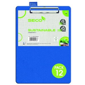 SECO A4 PVC Covered Clipboard with Heavy Duty Clip Blue Pack of 12 SECO A4 PVC Covered Clipboard with Heavy Duty Clip Blue Pack of 12